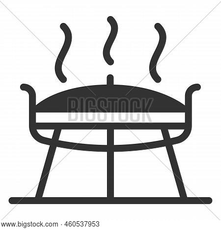 Harrow Disc Frying Pan, Saj With Lid And Stand - Icon, Illustration On White Background, Glyph Style