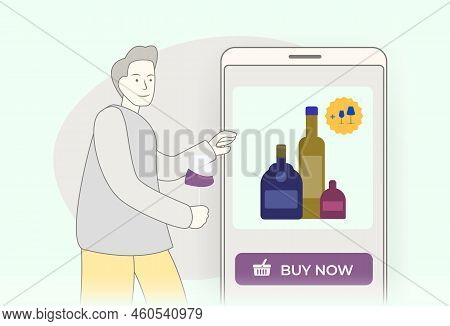 Alcohol E-commerce - Online Purchase Of Alcohol Concept. Specialized Alco Shop Online Mobile Store W