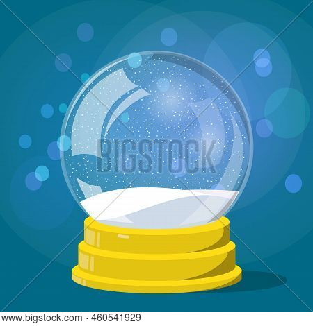 Christmas Snowglobe. Vector Illustration Of An Empty Snowglobe. Snow Falling Inside A Glossy Sphere,
