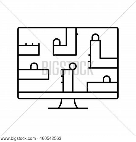 Puzzle Platform Video Game Line Icon Vector. Puzzle Platform Video Game Sign. Isolated Contour Symbo