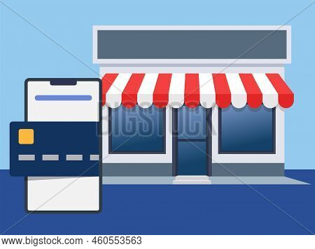 Online Shopping And Mobile Payment Concept Illustration.