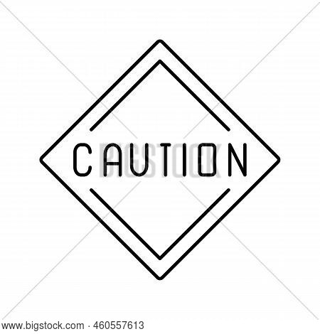 Caution Road Sign Line Icon Vector. Caution Road Sign Sign. Isolated Contour Symbol Black Illustrati