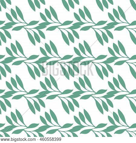 Seamless Abstract Vector Retro Leaf Pattern On A White Background.