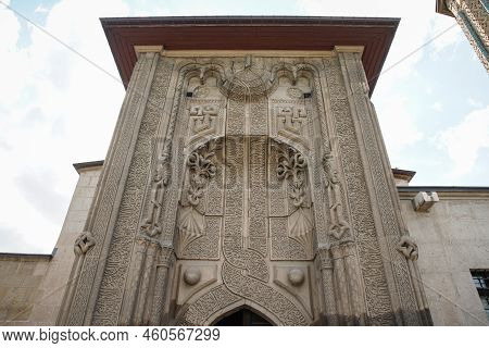 Entrance Of Ince Minaret Medrese As Museum Of Stone And Wood Art In Konya City, Turkiye