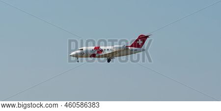 Rega Swiss Air Rescue Flight Landing At Nikola Tesla Airport Belgrade 28.08.2022.