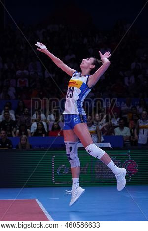 Ankara, Turkiye - June 04, 2022: Perinelli Elena Serves During China Vs Italy Vnl Pool Match In Anka