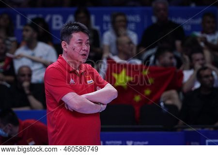 Ankara, Turkiye - June 04, 2022: Coach Cai Bin In China Vs Italy Vnl Pool Match In Ankara Arena