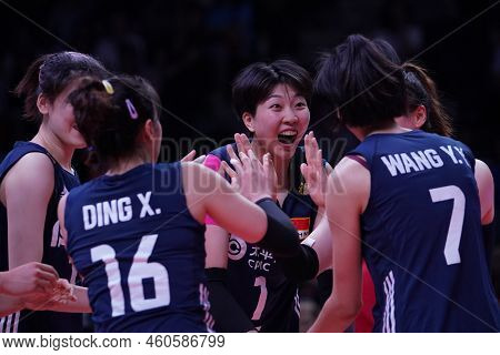 Ankara, Turkiye - June 04, 2022: China Players Celebrating Score Point During Italy Vnl Pool Match I