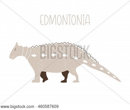 Blue Jurassic Dinosaur Edmontonia Isolated On White Background. Vector Illustration Of Wild Animal.