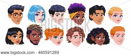 Seto Of People Avatares Head Of Persons Vector Illustration