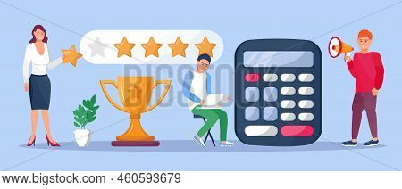 5 Stars Rating Icon Vector. Customers Give Five Strar Feedback Illustration Icon For Website Or App.