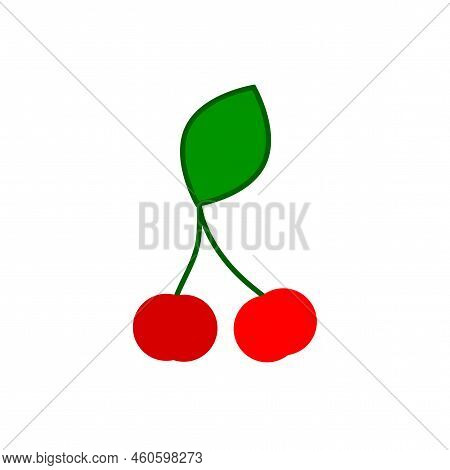 Red Cherry. Sweet Food. Vector Illustration. Stock Image.