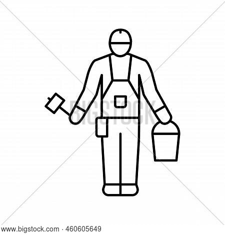 Builder Tool Repair Line Icon Vector. Builder Tool Repair Sign. Isolated Contour Symbol Black Illust