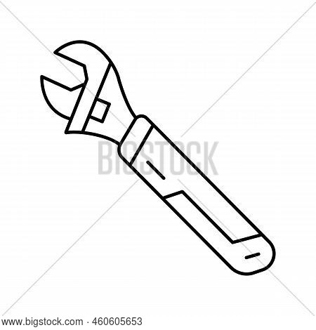 Wrench Tool Repair Line Icon Vector. Wrench Tool Repair Sign. Isolated Contour Symbol Black Illustra