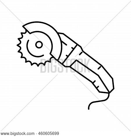 Saw Tool Repair Line Icon Vector. Saw Tool Repair Sign. Isolated Contour Symbol Black Illustration