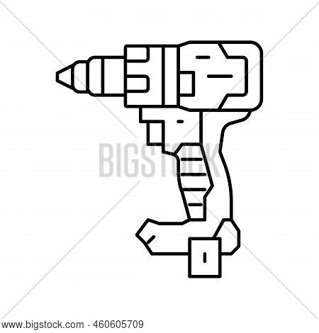 Drill Tool Repair Line Icon Vector. Drill Tool Repair Sign. Isolated Contour Symbol Black Illustrati