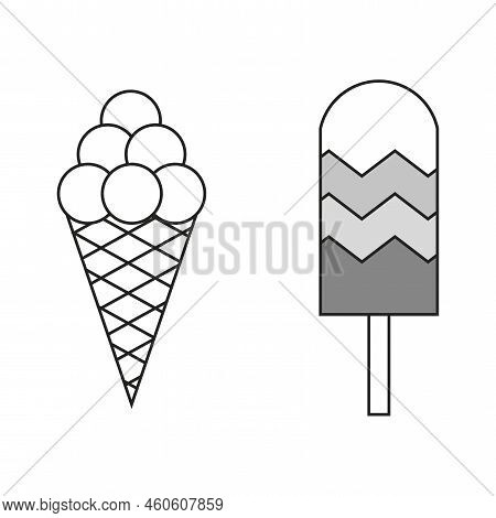 Ice Cream Icons. Sweet Food. Vector Illustration. Stock Image.