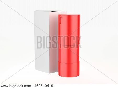 15ml Frosted Glass Airless Bottle Mockup Isolated On White Background. 3d Illustration