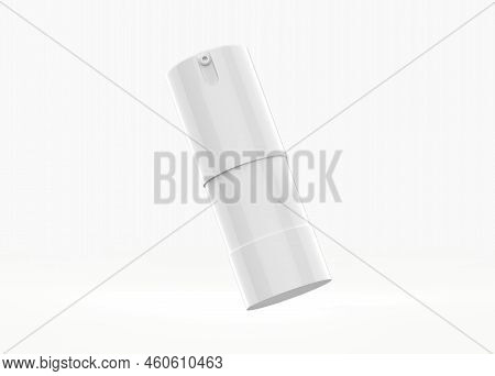 15ml Frosted Glass Airless Bottle Mockup Isolated On White Background. 3d Illustration