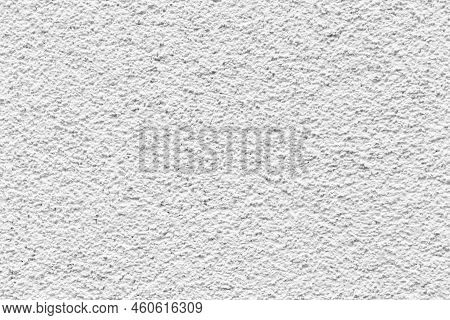 Sample Of A Texture Of White Plaster. Wall Finished With A Decorative Cement Stucco. Example Of Exte