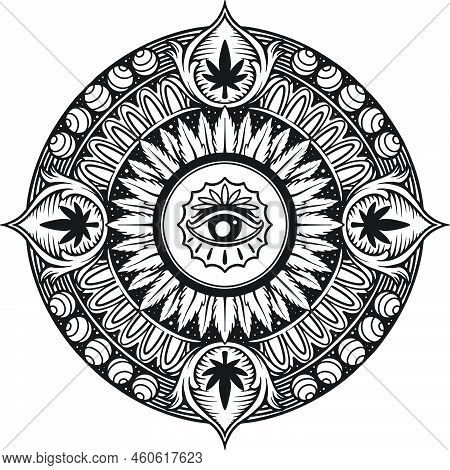 Cbd Kush Mandala Silhouette Vector Illustrations For Your Work Logo, Mascot Merchandise T-shirt, Sti