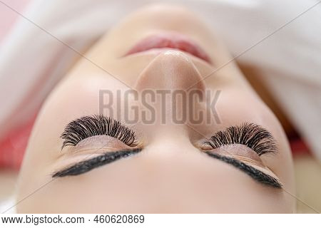 Healthy Lifestyle Ideas. Young Beautiful Woman With Ready Permanent Make-up Tattoo On Eyebrows In Be