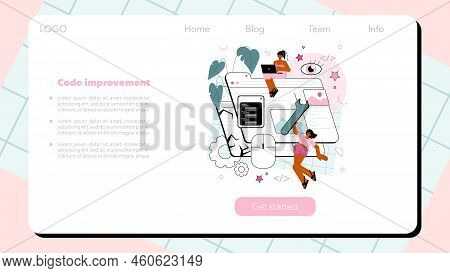Frontend Development Web Banner Or Landing Page. Website Interface