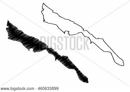 Cayo Fragoso Island (republic Of Cuba, Cenrtal America, Caribbean Islands) Map Vector Illustration, 