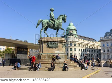 Vienna, Austria - October 2021: Erzherzog Albrecht Denkmal Monument On Albertinaplatz Square