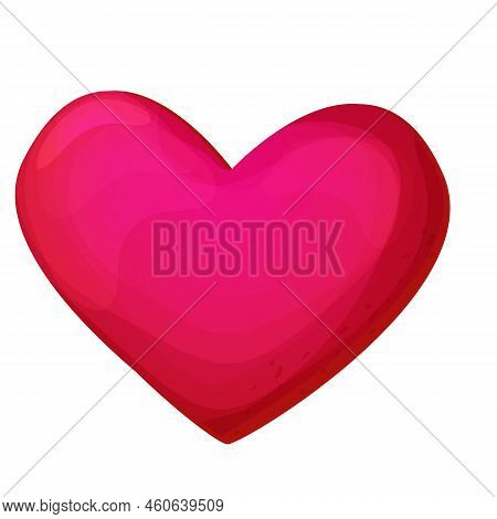Cute Heart Shape, Game Life Or Health Icon, Asset In Cartoon Style Isolated On White Background. . V