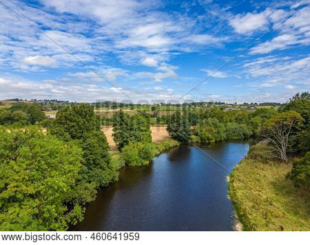Aerial Landscape View Of The River Wharfe, Yorkshire.