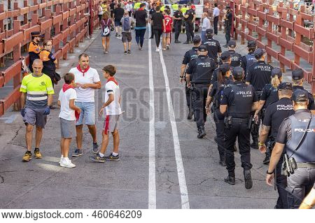 Running Of The Bulls. Bulls. Bull Runs. Encierro That Is Celebrated In The Town Of San Sebastian De 