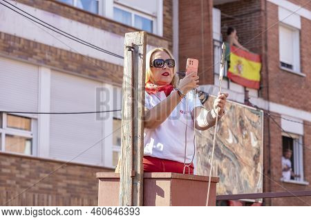 Running Of The Bulls. Bulls. Bull Runs. Encierro That Is Celebrated In The Town Of San Sebastian De 
