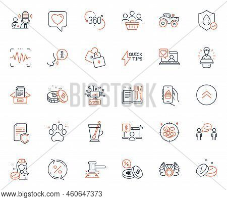 Business Icons Set. Included Icon As Online Voting, Recipe Book And Nurse Web Elements. Laureate Med