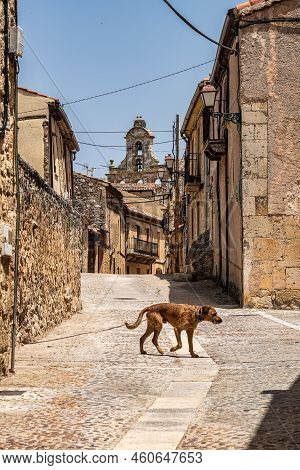 Medieval Village With Stone Houses, Cobblestone Streets, Old Doors And Windows, Arches And Walls. Ma