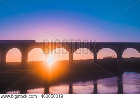 Vivid Sunrise At Arthington Viaduct, West Yorkshire