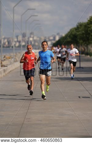 Istanbul, Turkiye - June 18, 2022: People Running In Colors During Color Run Maltepe 7k Run