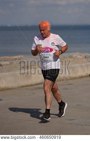 Istanbul, Turkiye - June 18, 2022: People Running In Colors During Color Run Maltepe 7k Run