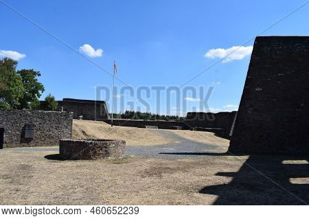 Courtyard Of The Castle Ruin Ulmen In The Eifel