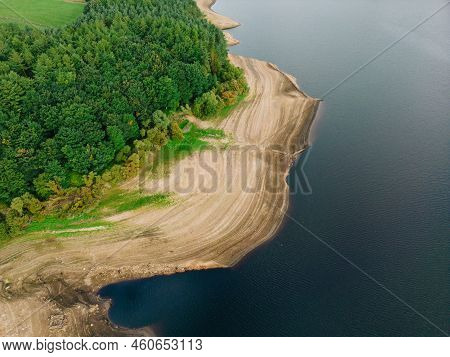 Aerial Drone View Of Lindley Wood Reservoir, North Yorkshire