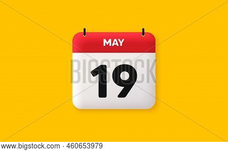 Calendar Date 3d Icon. 19th Day Of The Month Icon. Event Schedule Date. Meeting Appointment Time. Ag
