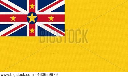 Flag Of The Niue. National Flag Of Niue. Flag Of Island Country Niue On Fabric