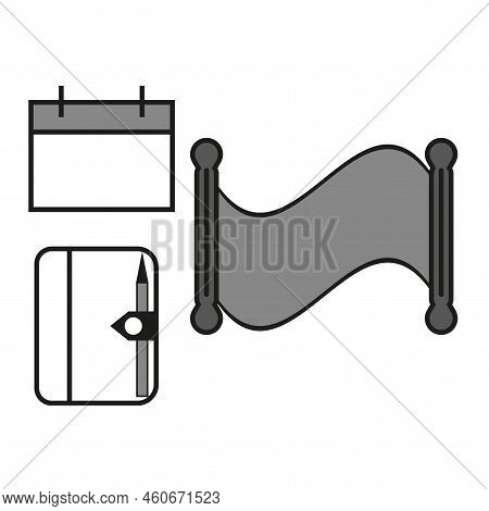 Notepad Scroll Icon. Retro Icon For Paper Design. Old Paper. Vector Illustration. Stock Image.