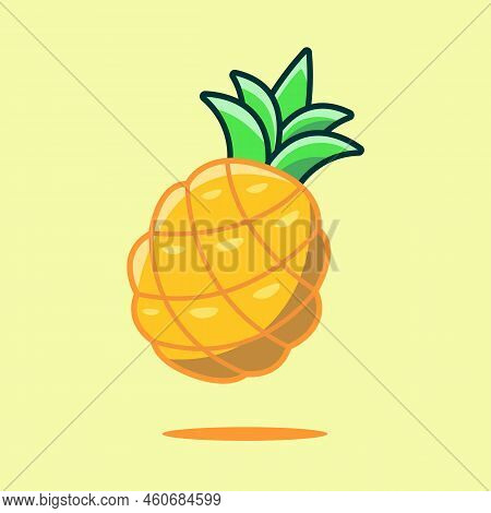 Summer fruits for healthy lifestyle. Cute Pineapple fruit icon. Vector illustration cartoon flat icon isolated on yellow