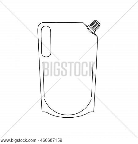 Outline Liquid Packaging. Empty Tag Template For Your Design.