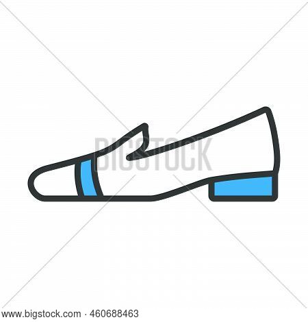 Woman Low Heel Shoe Icon. Editable Bold Outline With Color Fill Design. Vector Illustration.