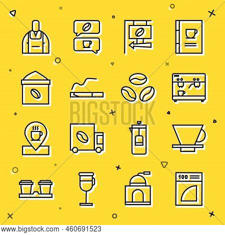 Set Line Coffee Paper Filter, V60 Coffee Maker, Machine, Street Signboard, Cigarette, Bag Beans, Bar