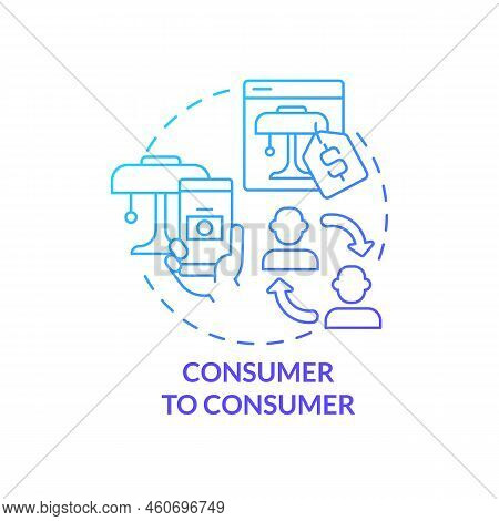 Consumer To Consumer Blue Gradient Concept Icon. Sales Via Internet Marketplace. Business Model Abst