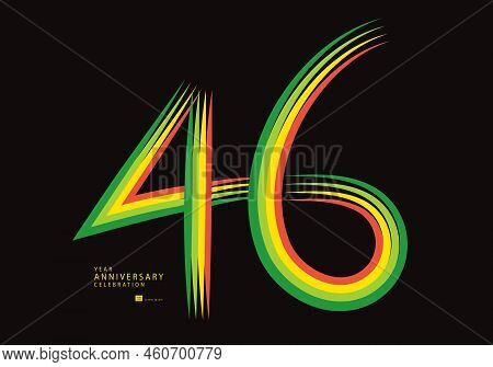 46 Years Anniversary Celebration Logotype Colorful Line Vector, 46th Birthday Logo, 46 Number Design