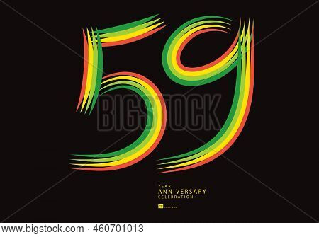 59 Years Anniversary Celebration Logotype Colorful Line Vector, 59th Birthday Logo, 59 Number Design